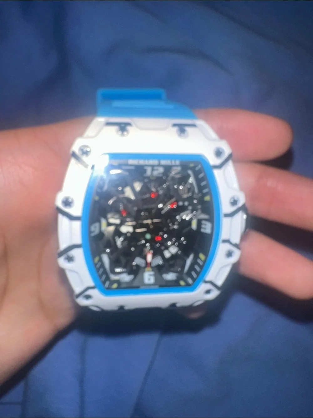 Blue and White Sport Watch